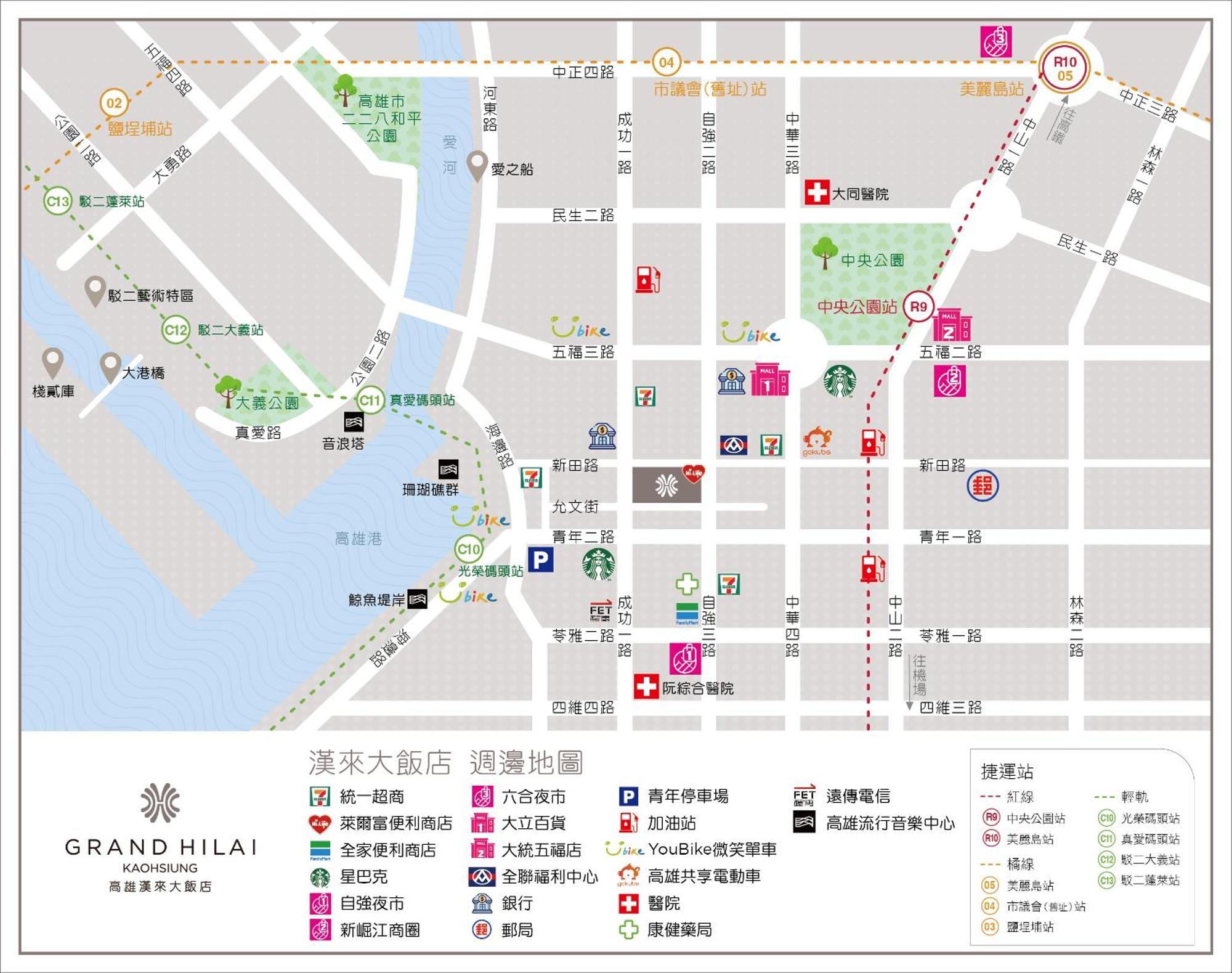 Grand Hi Lai Hotel Kaohsiung Zewnętrze zdjęcie Grand Hill map